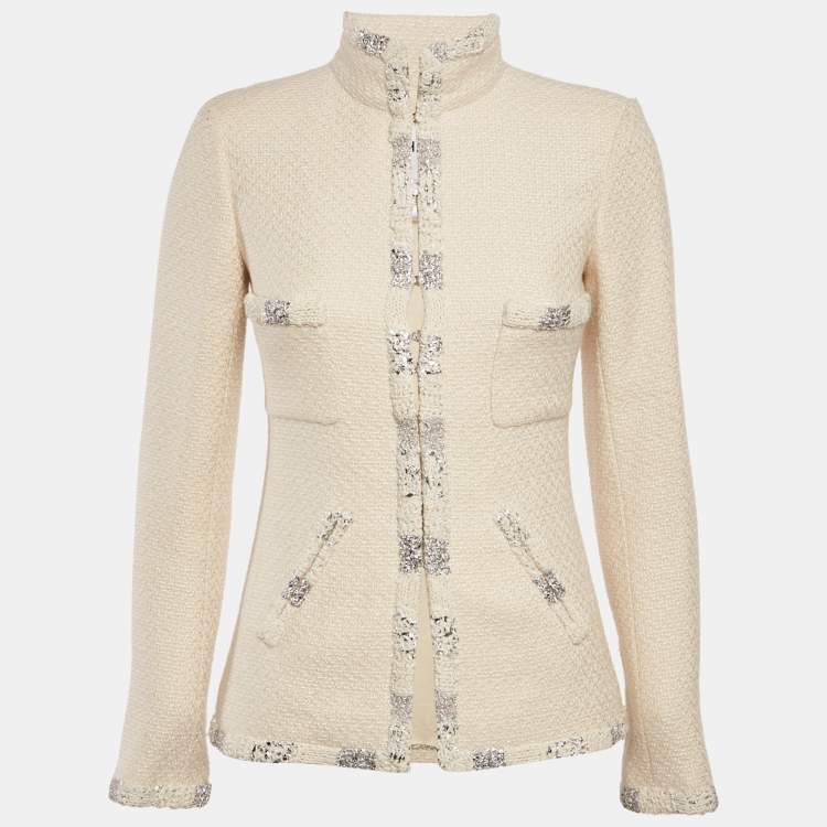 Pre Owned Chanel Beige Boucle Lurex Detail Jacket S