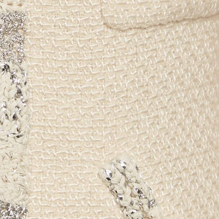 Pre Owned Chanel Beige Boucle Lurex Detail Jacket S