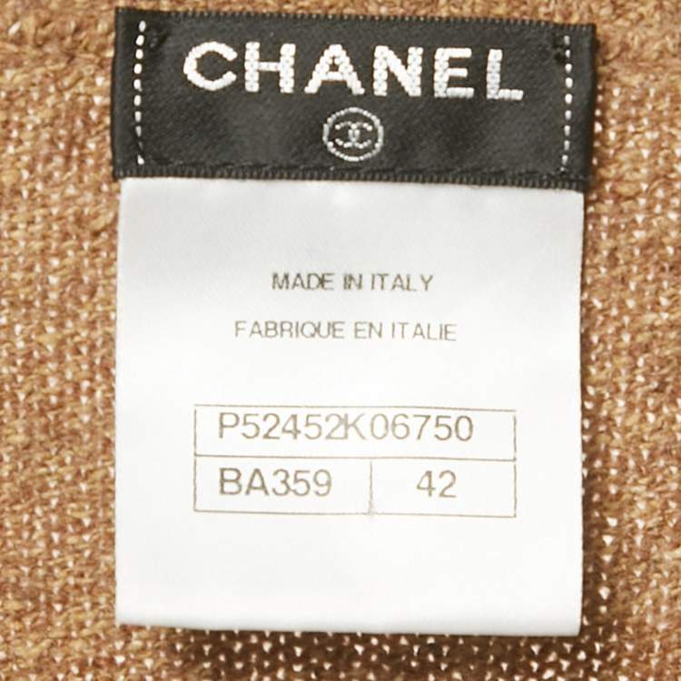 Pre Owned Chanel Brown Wool/Cashmere Floral Long Sleeve Sweater M
