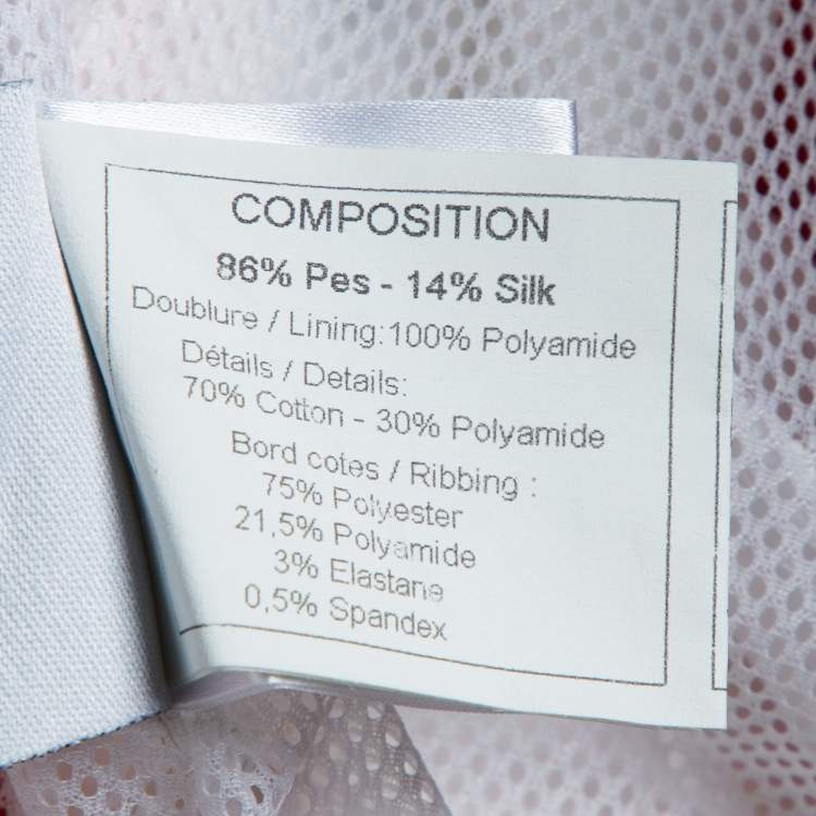 Pre Owned Chanel White Terry & Red Sequin Embbellished Zip Front Jacket S