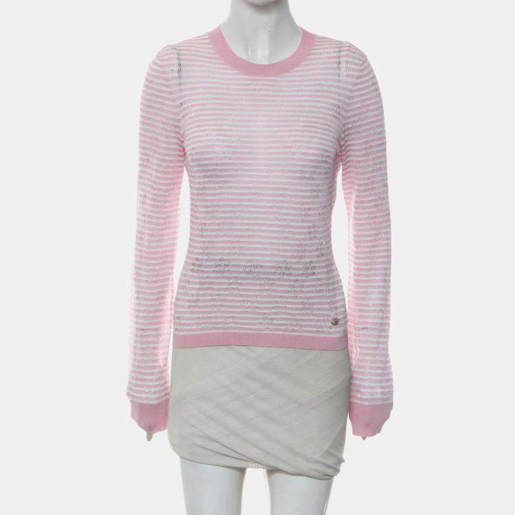 Pre Owned Chanel Stripes Lightweight Sweater