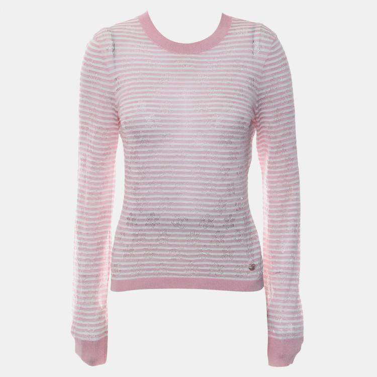 Pre Owned Chanel Stripes Lightweight Sweater