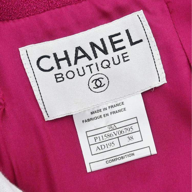 مملوكة مسبقًا Chanel Single Breasted Jacket Pink Fabric Jacket Size 38