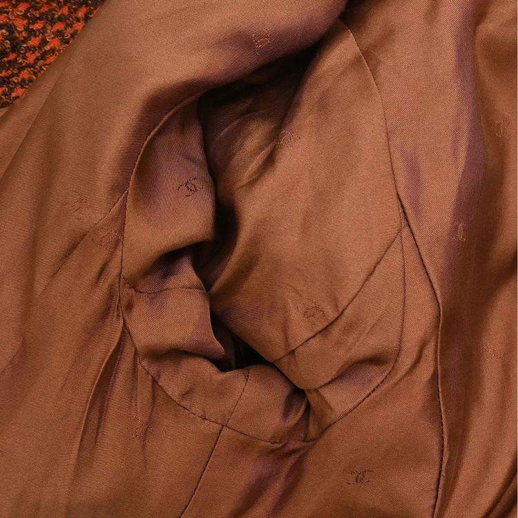 Pre Owned Chanel Double Breasted Brown Wool Jacket Women Size 42