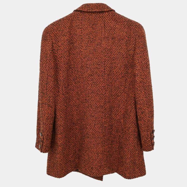Pre Owned Chanel Double Breasted Brown Wool Jacket Women Size 42