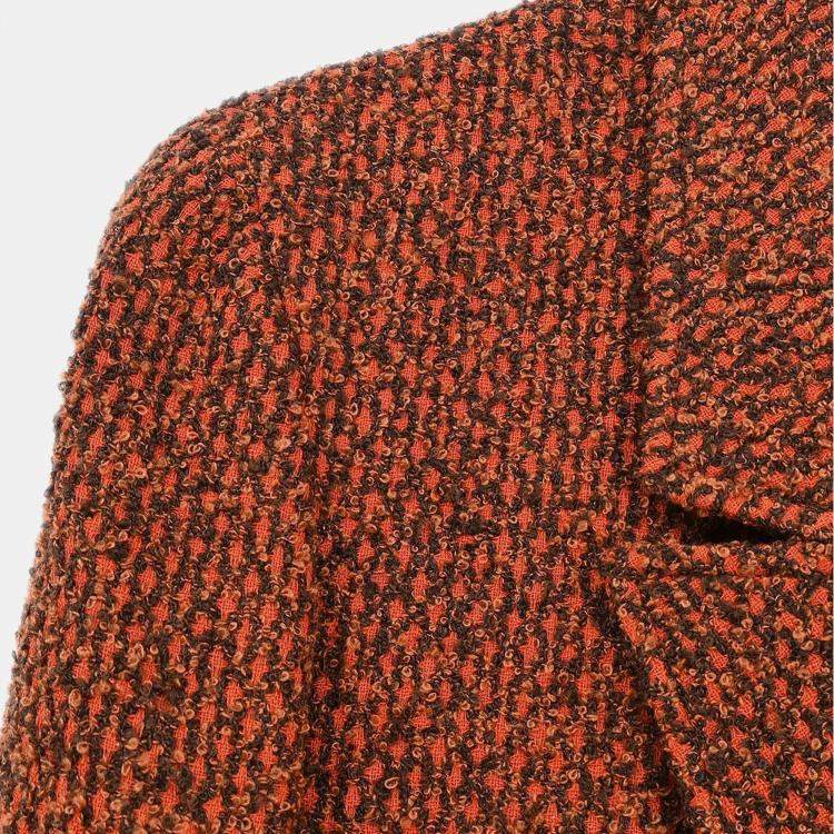 Pre Owned Chanel Double Breasted Brown Wool Jacket Women Size 42