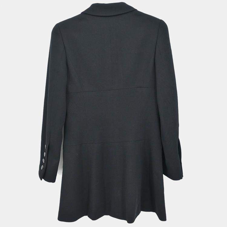 Pre Owned Chanel Single Breasted Jacket Black Fabric Jacket Size 36