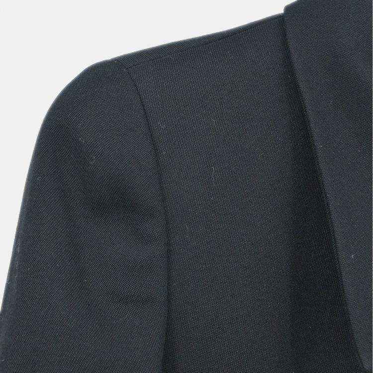 Pre Owned Chanel Single Breasted Jacket Black Fabric Jacket Size 36