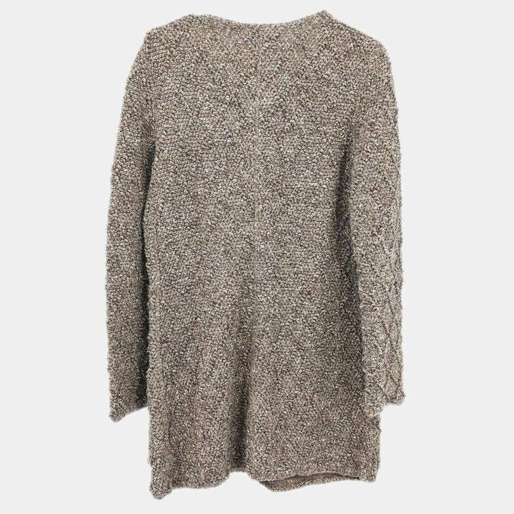 Pre Owned Chanel Collarless Brown Wool Jacket Women Size 40