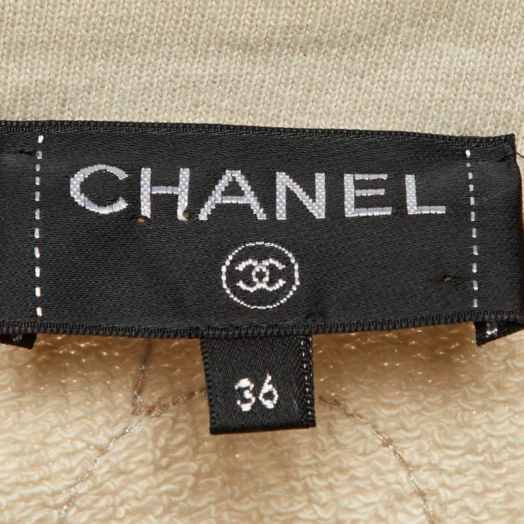 مملوكة مسبقًا Chanel Beige Embroidered Cotton Sweatshirt S