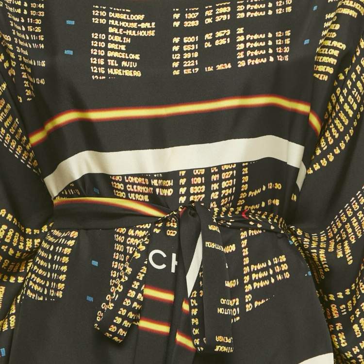 Pre Owned Chanel Black Printed Silk Asymmetric Kaftan Dress One Size 