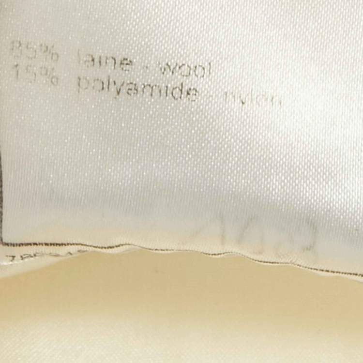 Pre Owned Chanel Cream Wool Tweed Button Front Cropped Jacket M