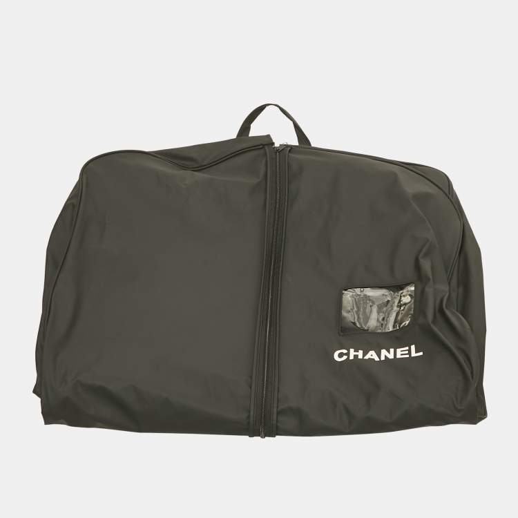 Pre Owned Chanel Black Stretch Silk Tweed and Chain Trimmed Button Front Blouse M