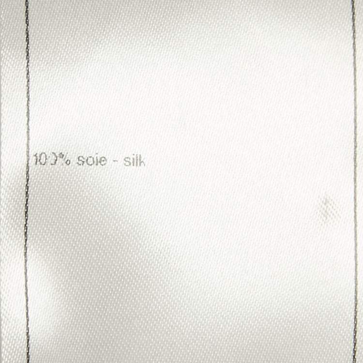 Pre Owned Chanel Pink Polka Dots Silk CC Detail Lace-Up Top M