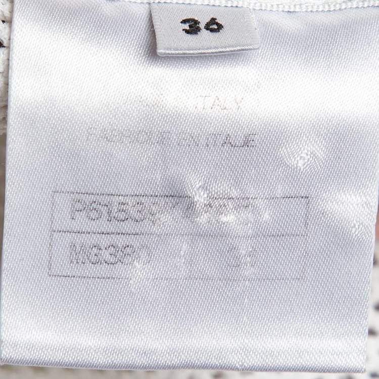 Pre Owned Chanel White CC Embroidered Mesh Crew Neck Top S