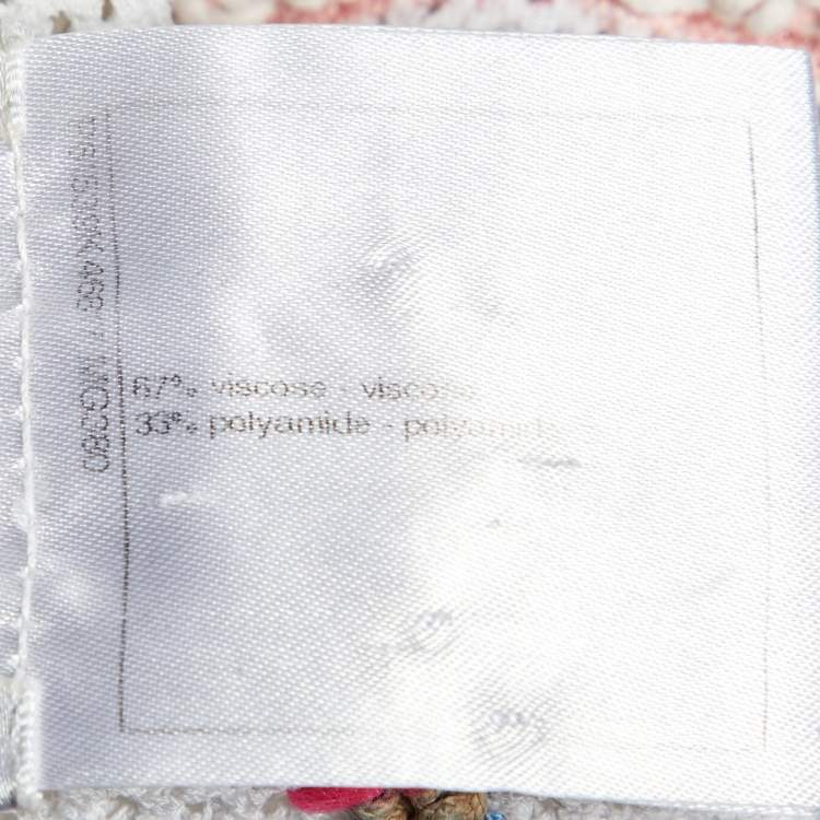 Pre Owned Chanel White CC Embroidered Mesh Crew Neck Top S