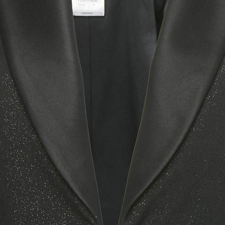 Pre Owned Chanel Black Glitter Effect Wool Single Breasted Blazer S