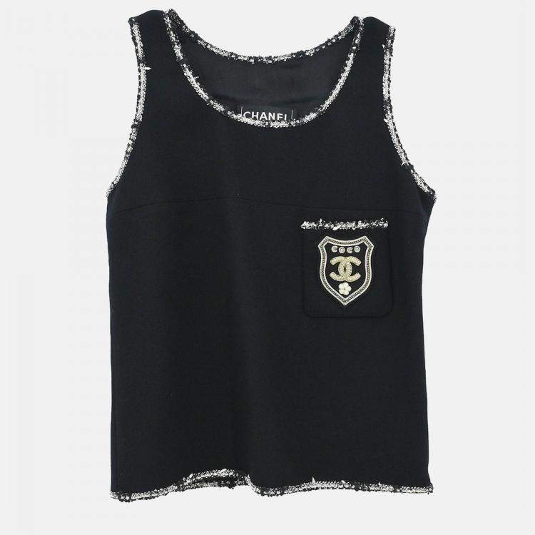 Pre Owned Chanel Sleeveless Tank Black Top Size 34