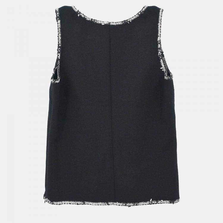 Pre Owned Chanel Sleeveless Tank Black Top Size 34