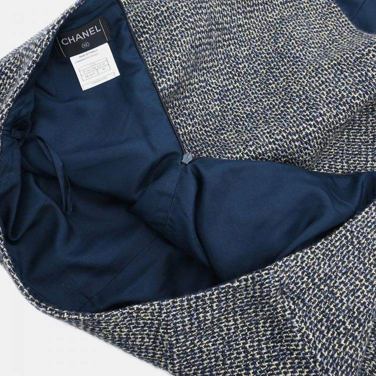 Pre Owned Chanel Setup Suit Jacket Skirt Gray Suit