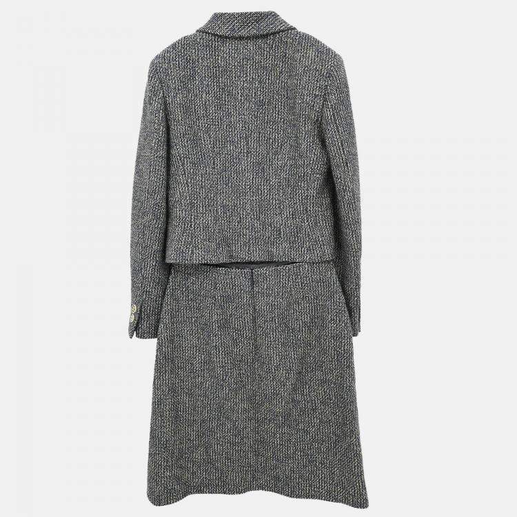 Pre Owned Chanel Setup Suit Jacket Skirt Gray Suit