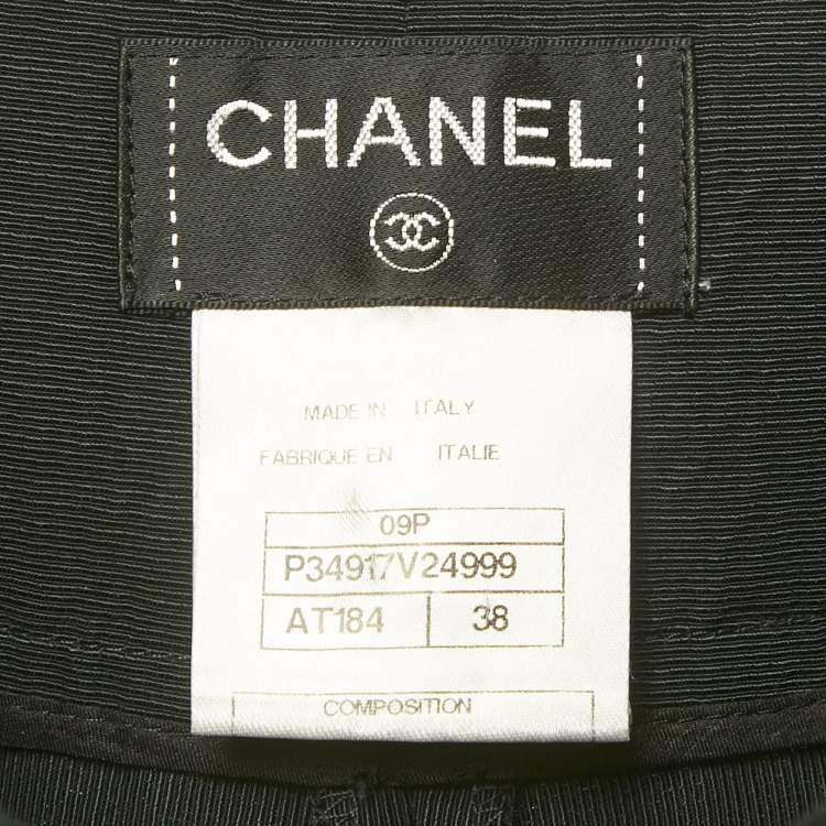 Pre Owned Chanel Midnight Blue Cotton and Nylon Wide Leg Trousers M