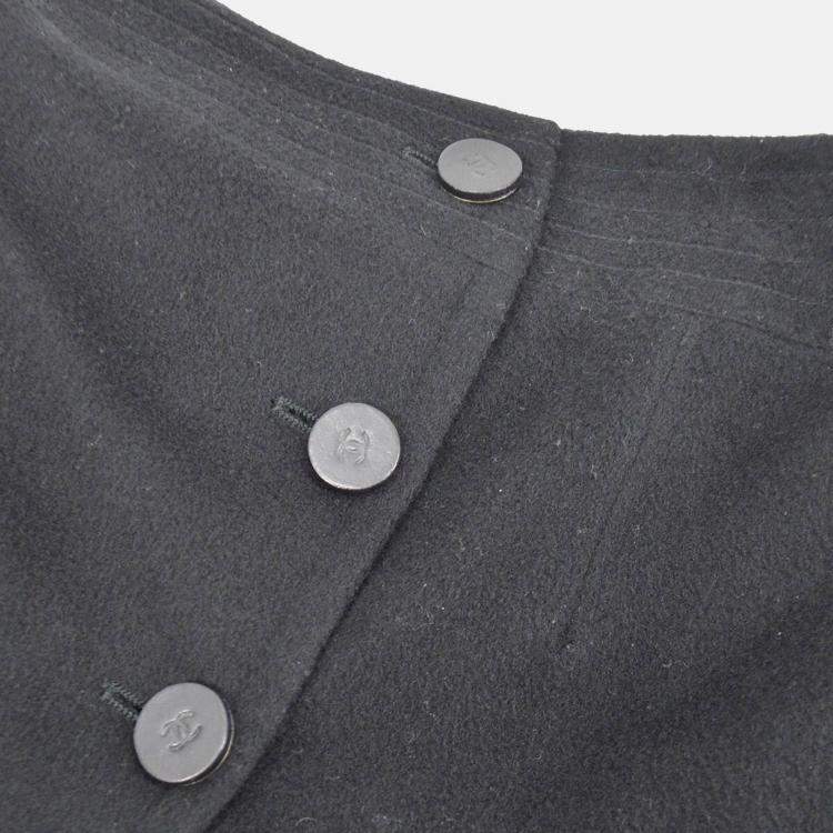 Pre Owned Chanel Black Cashmere Knee Length Skirt Size 34 