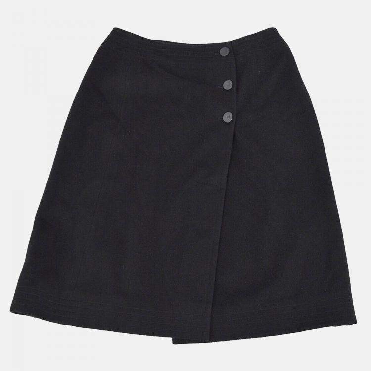 Pre Owned Chanel Black Cashmere Knee Length Skirt Size 34 