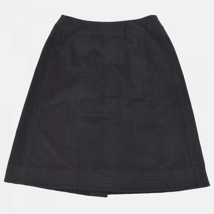 Pre Owned Chanel Black Cashmere Knee Length Skirt Size 34 