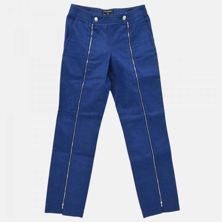 Pre Owned Chanel Blue Denim Long Pants Size 36