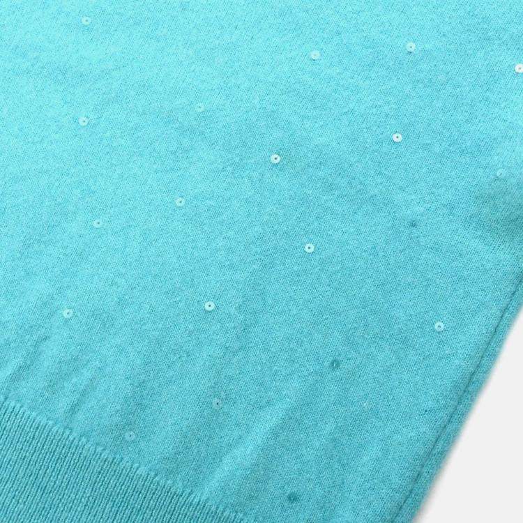 مملوكة مسبقًا Chanel Light Blue Knit Short Sleeve Sweater Top 