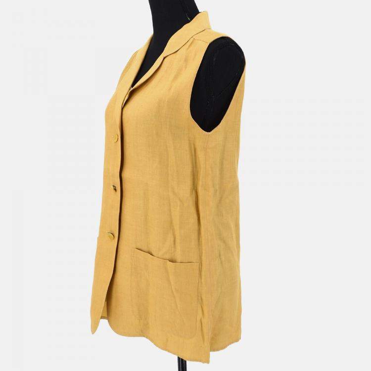 Pre Owned Chanel Beige  Sleeveless Vest Jacket Linen FR 38