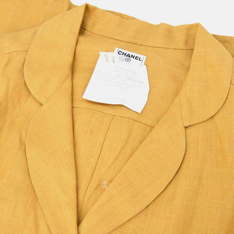 Pre Owned Chanel Beige  Sleeveless Vest Jacket Linen FR 38