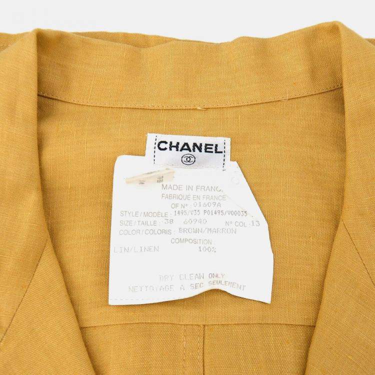 Pre Owned Chanel Beige  Sleeveless Vest Jacket Linen FR 38