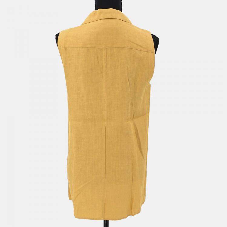 Pre Owned Chanel Beige  Sleeveless Vest Jacket Linen FR 38