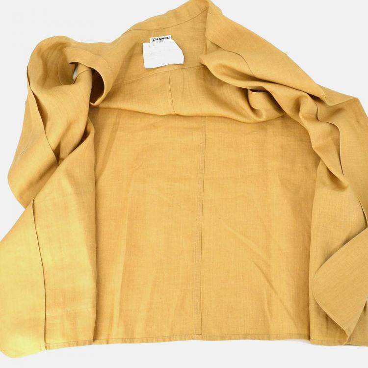 Pre Owned Chanel Beige  Sleeveless Vest Jacket Linen FR 38