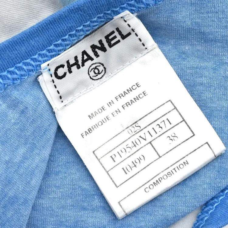 Pre Owned Chanel Surf Line Sleeveless Blue Tank Top Size 38