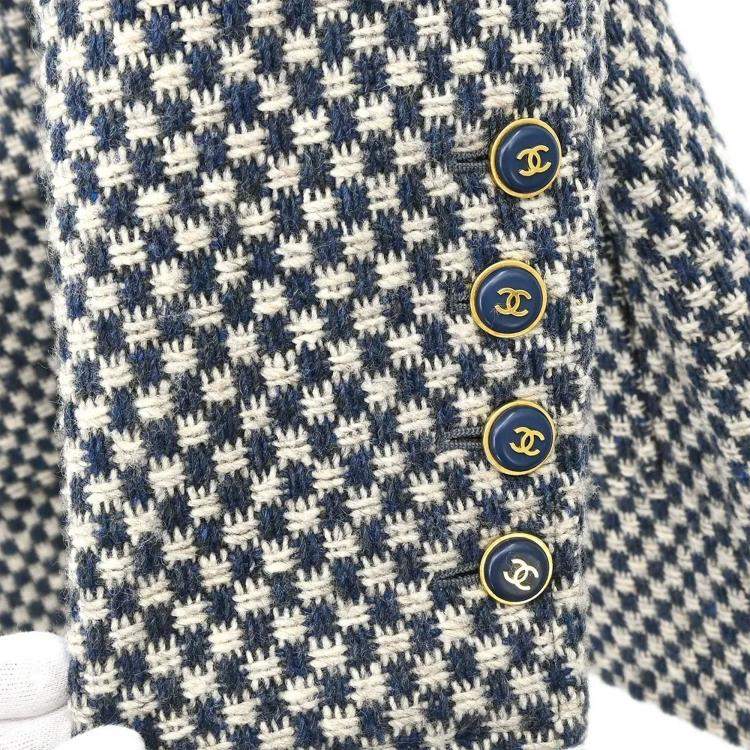 مملوكة مسبقًا Chanel Single Breasted Navy Wool Jacket Size 42