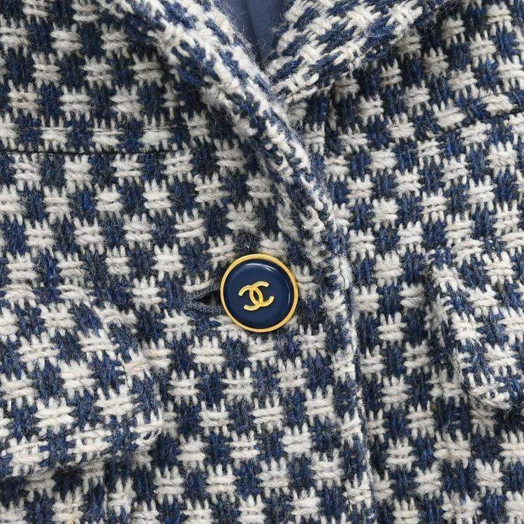 مملوكة مسبقًا Chanel Single Breasted Navy Wool Jacket Size 42