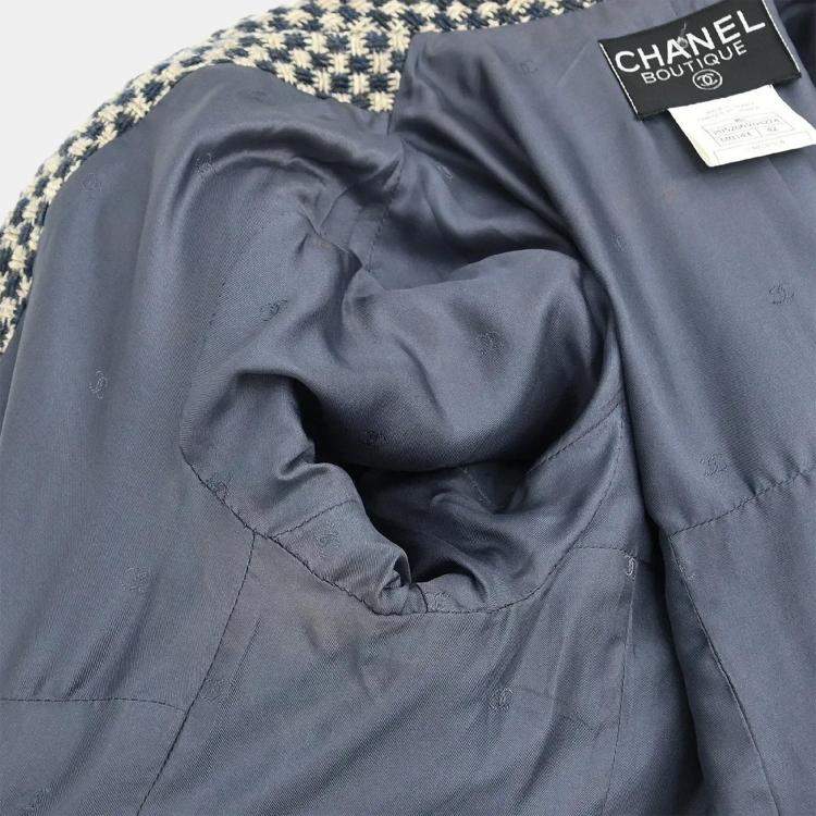 مملوكة مسبقًا Chanel Single Breasted Navy Wool Jacket Size 42