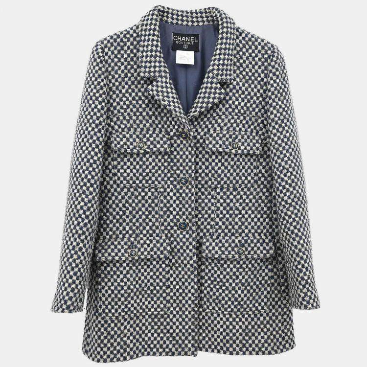 مملوكة مسبقًا Chanel Single Breasted Navy Wool Jacket Size 42