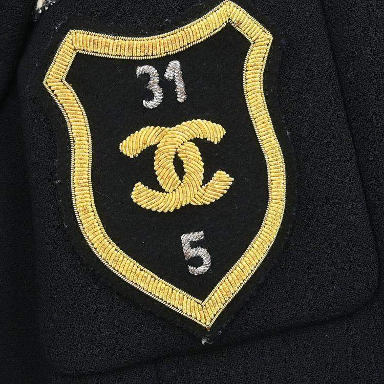 Pre Owned Chanel Single Breasted Black Wool Jacket Size 42