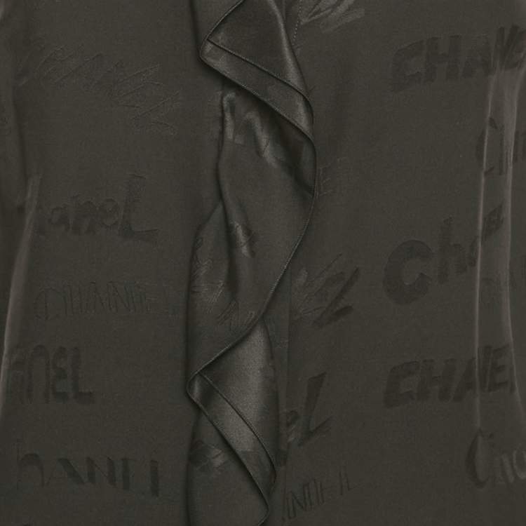 Pre Owned Chanel Black Silk Ruffled Sleeveless Top S