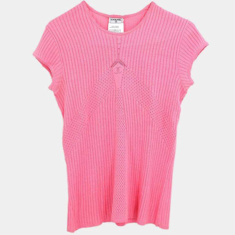 Pre Owned Chanel Pink Cotton Short Sleeve Top 42