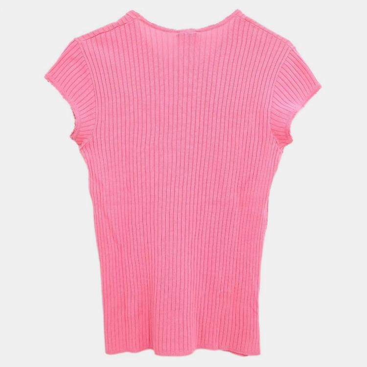 Pre Owned Chanel Pink Cotton Short Sleeve Top 42