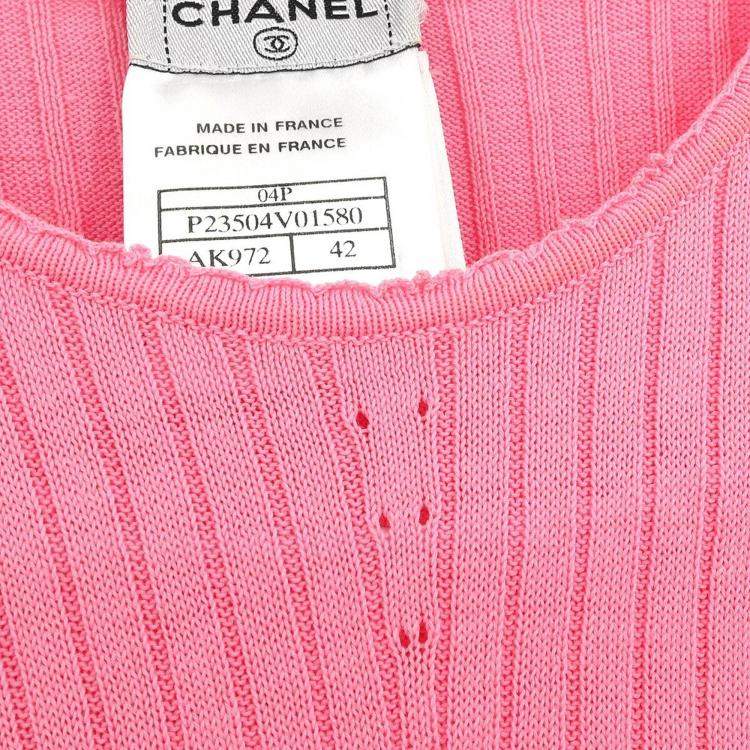 Pre Owned Chanel Pink Cotton Short Sleeve Top 42