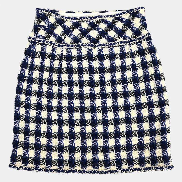 Pre Owned Chanel Multicolor Wool Skirt Size 40