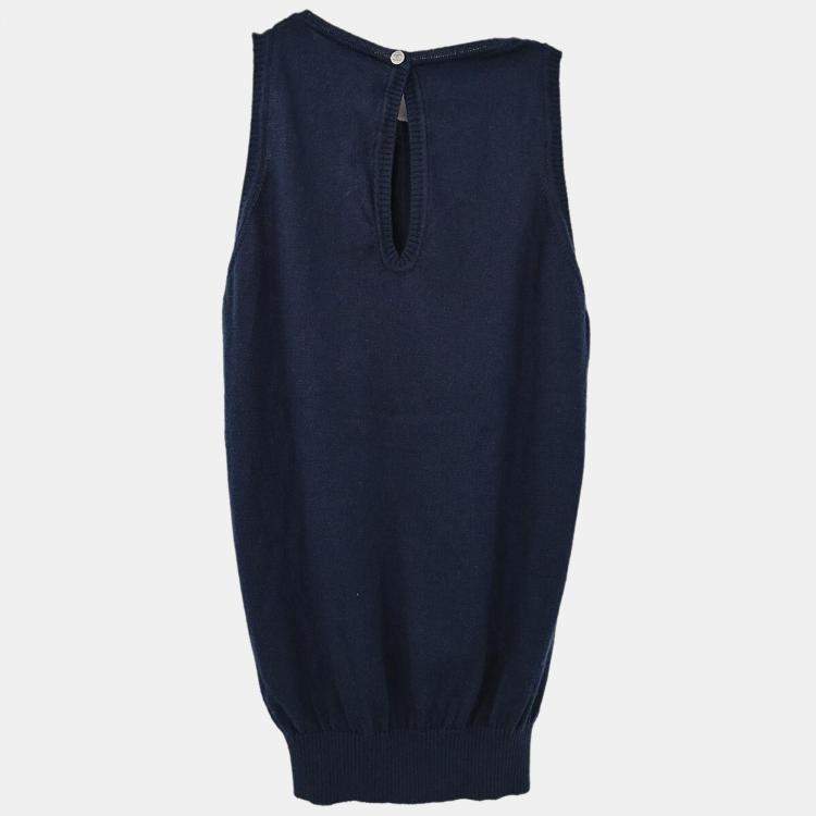 Pre Owned Chanel Navy Blue Sleeveless Top  38
