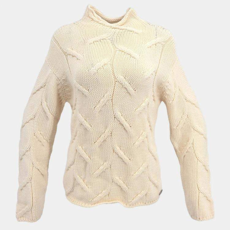 Pre Owned Chanel White Wool Sweater Top Size 38