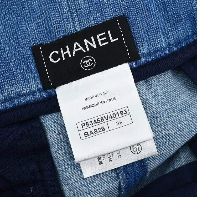 Pre Owned Chanel Blue Denim Skirt Size 36